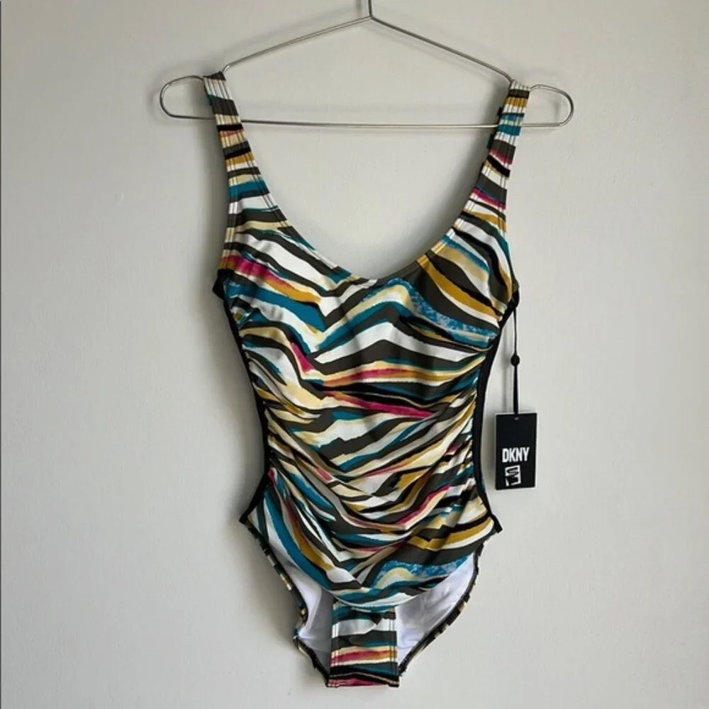 DKNY Swirl Print One Piece Swimsuit - 4 - Picture 2 of 9